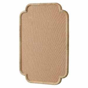 Linen Bulletin Board Rattan Frame, 20x30 Scalloped Woven Pinboard