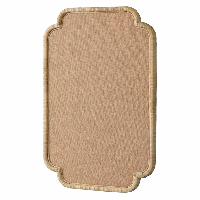 Linen Bulletin Board Rattan Frame, 20x30 Scalloped Woven Pinboard