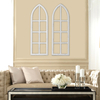 Set of 2 Hanging Rustic White Wood Arched Window Frame Wall Decor