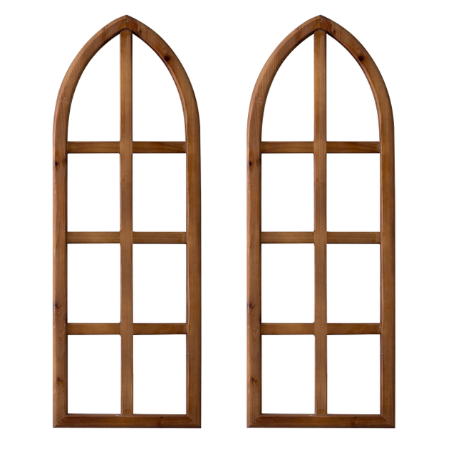 Farmhouse Window Frame Wall Decor Set of 2, Burning Finished
