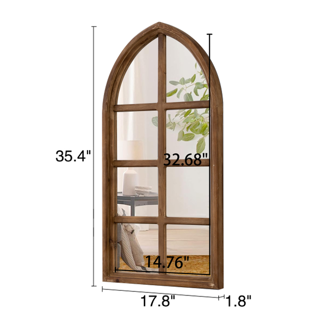 Farmhouse Cathedral Window Pane Mirror Wall Decor 18 X 36 Inch