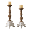Floor Candle Holders Set of 2, Handmade Distressed, 19"/16" Tall