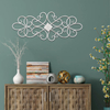 White Flower Scroll Metal Wall Art Decor 32" x 13"