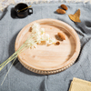16 Inches Round Wood Tray, Handcrafted Beaded Coffee Table Tray