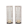 Carved Wall Candle Sconces Set of Two, Distressed Wood Candle Holder