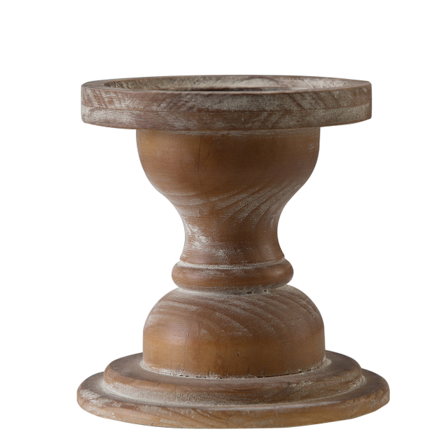 Large Rustic Wood Candle Holder Decor, Brown Candle Pillar Holder