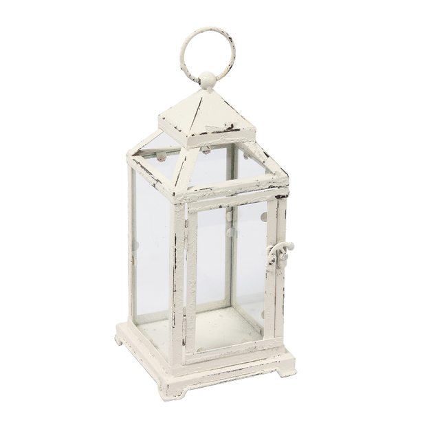 Rustic Metal Candle Holders 12" Tall, Distressed White