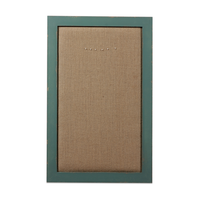 29x18 Fabric Bulletin Board, Distressed Green Wood Framed