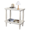 Rustic Small End Table White, Natural Wood Bedside Table