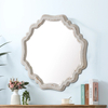 Rustic Scalloped White Round Mirrors for Wall Decor 15.7 Inch