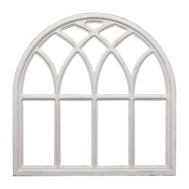 Farmhouse Large White Arched Window Frame Wall Decor 32 Inch Tall