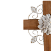 Rustic Crosses Wall Decor with Metal Floral, Handmade Distressed