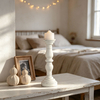 14“ White Candle Holders for Pillar Candles, Farmhouse Rustic