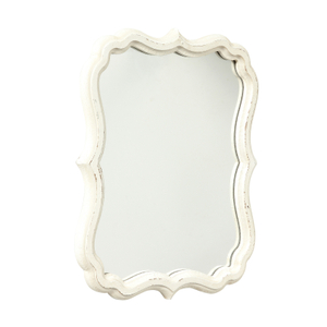 Rustic White Small Scalloped Mirror 12" x 15"