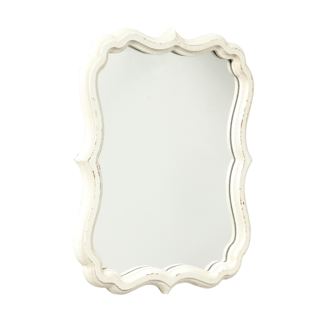 Rustic White Small Scalloped Mirror 12" x 15"