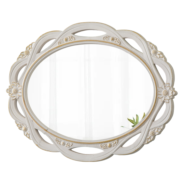Vintage Oval Mirrors for Wall 18 X 24 Inch, White and Gold Accents