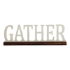 Rustic Wooden Gather Signs for Home Decor 16", Distressed White