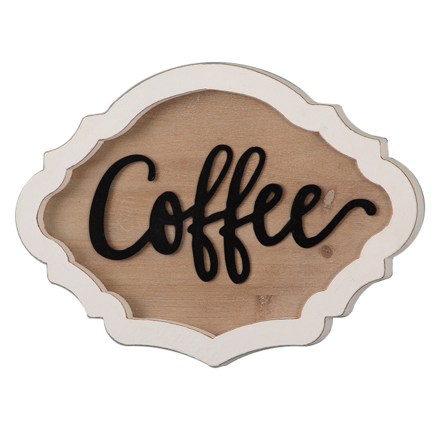Farmhouse Coffee Bar Sign 16 Inches, Distressed White, Wood Frame
