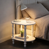 Elegant Scalloped Small White End Table, 18 Inches Tall Side Table