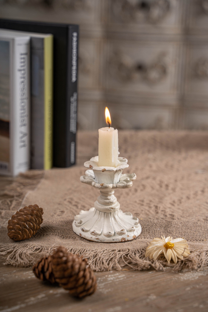 White Candle Stick Holder Vintage