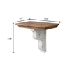 Rustic Wood Floating Shelf 14 Inches Long, Handmade Distressed White Scrolled Bracket