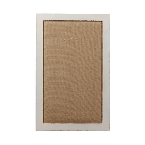 18x29 White Linen Bulletin Board, Farmhouse Wood Frame Decor