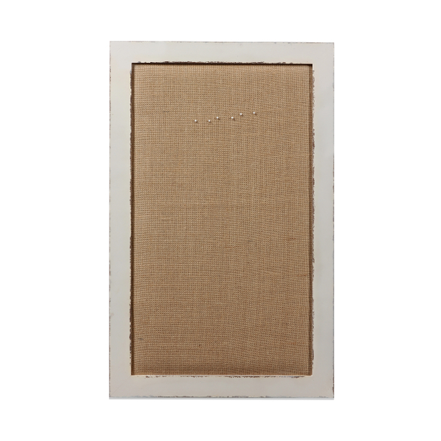 18x29 White Linen Bulletin Board, Farmhouse Wood Frame Decor