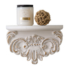 European Floating Wood Shelf, 10 inch Long White Distressed Shelving Wall Mounted for Small Spaces