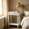 White Wood End Table, Farmhouse Modern Narrow Side Table, 25 × 33"