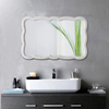 Scalloped Rectangle Wall Mirror 16 X 24 Inch, Hanging Distressed Wooden Rustic Bathroom Mirror