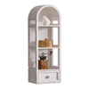 31" Tall Rustic Arched 3 Shelf White Wall Storage Cabinet with Drawer