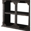 Distressed Black Floating Shelf with Carved Accents, 3-Tier Wall Shelving Unit