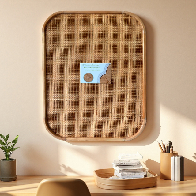 Boho 20x26 Woven Rattan Bulletin Board Wood Frame