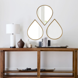 Vintage Tear Drop Mirror Wall Decor Living Room Set of 3