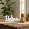 Distressed White Believe Wooden Word Sign