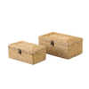 Rattan Box Set of 2, 10" and 12" Decorative Woven Basket with Lid