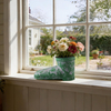 Rustic Boot Planter, Metal Decorative Flower Pots, Distressed Green