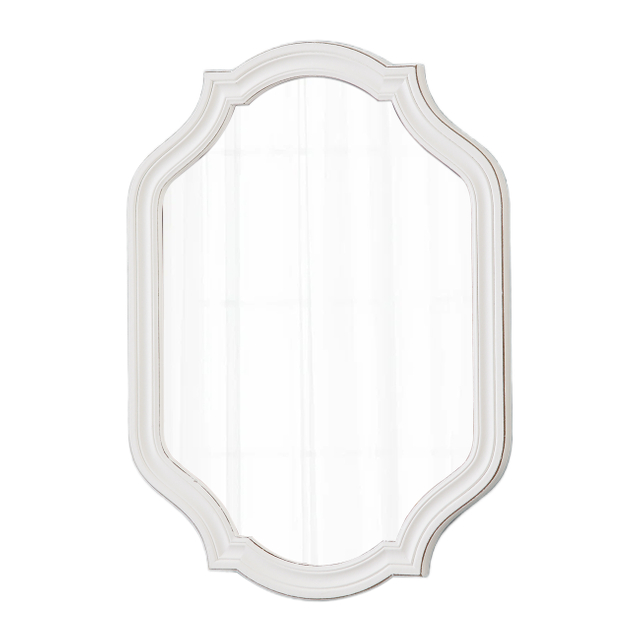 Rustic Scalloped Oval Mirror 28 X 20 Inch, Distressed White