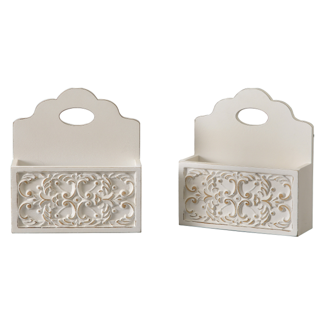 Wood Mail Sorter Organizer Set of 2, Vintage Wall Mounted Mail Holder