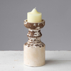 Rustic Wood Pillar Candle Holder, Handmade Distressed, 5" L x 9" H